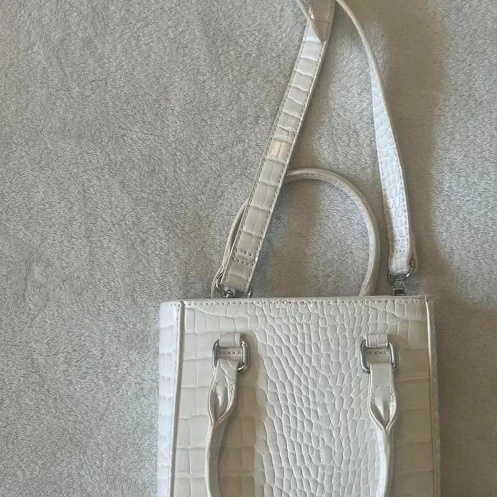 Urban Outfitters white croc embossed mini tote purse new with tags